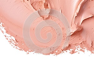 Pink beige foundation texture isolated on white background, created with Generative AI technology