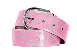 Pink belt isolated on white background