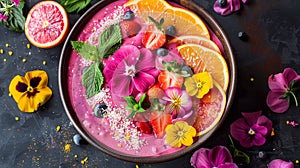 Pink berry smoothie bowl