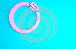 Pink Bicycle brake disc icon isolated on blue background. Minimalism concept. 3d illustration 3D render