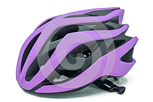 Pink bicycle helmet on a white background