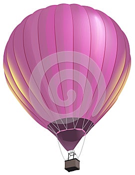 Pink big air balloon with basket flies photo