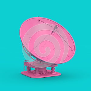 Pink Big Satellite Dish Antenna Radar in Duotone Style. 3d Rendering