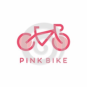 Pink bike bicycle vector logo template