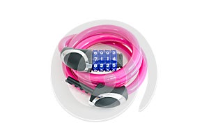 Pink bike lock isolated