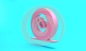 Pink Billiard pool snooker ball with number 8 icon isolated on turquoise blue background. Minimalism concept. 3D render