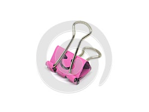Pink binder clip isolate on white