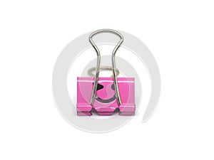 Pink binder clip isolate on white