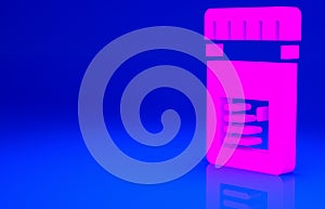 Pink Biologically active additives icon isolated on blue background. Minimalism concept. 3d illustration 3D render