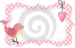 Pink Bird Heart Blank Label