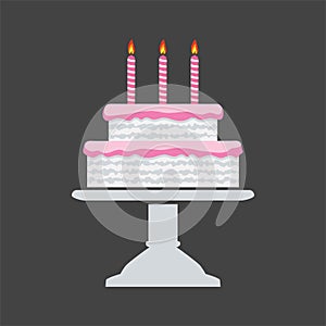 pink birthday cake, vector