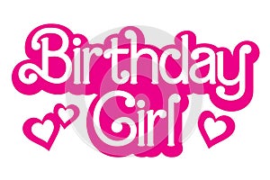 Pink Birthday Girl clipart, pink girly birthday party, cut text design photo