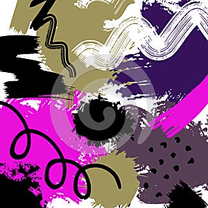 Pink Black Abstract Graffiti Brush Art