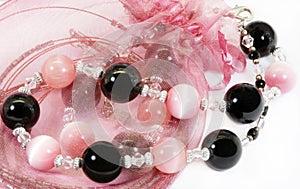 Pink and black beads