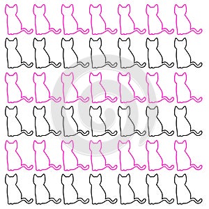 Pink Black Cats Pattern Texture Background