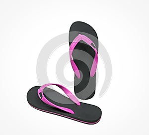 Pink and black flip flop sandals isolated
