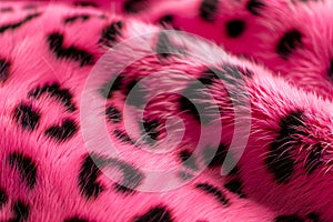 Pink and black fur leopard print background. Generative AI