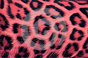 Pink and black fur leopard print background. Generative AI