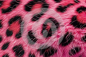 Pink and black fur leopard print background. Generative AI