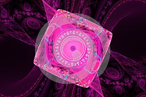 Pink black Geometric fractal shape can illustrate daydreaming imagination psychedelic space dreams magic nuclear