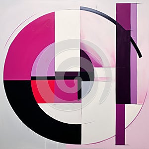 Pink And Black Geometric Shapes: A Captivating Circular Abstraction