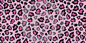 Pink and black leopard skin fur print pattern.