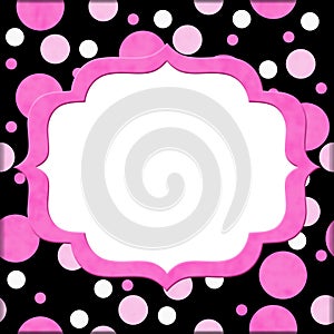 Pink and Black Polka Dot background for your message or invitation photo