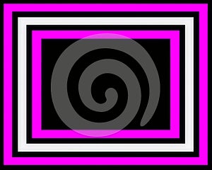 a pink and black square frame on a black background