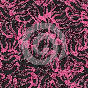 Pink Black Stippled Weird Abstract Vector Seamless Pattern