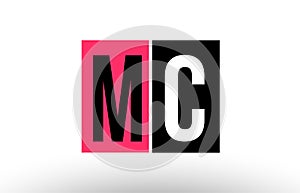 pink black white alphabet letter mc m c logo combination icon design