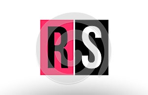 pink black white alphabet letter rs r s logo combination icon design