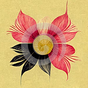 Pink, black and yellow abstract flower pattern Illustration