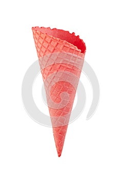 Pink blank crispy ice cream cone isolated