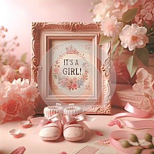 Pink Blossoms for Newborn Joy: It\'s a Girl Announcement