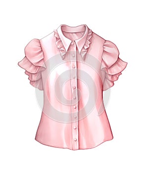 Pink blouse isolated on white background.