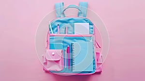 The pink and blue backpack.AI generated image