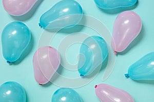 Pink and blue balloons background.