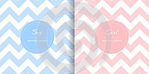 Pink and blue color seamless pattern. Repeated chevron pattern. Girls prints design. Repeating monochrome shevron. Geometric strip