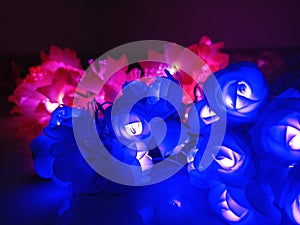 Pink and blue Diwali Light decoraton for Diwali festival photo