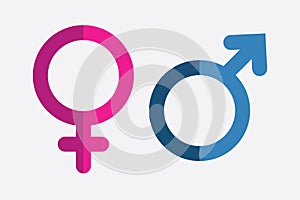 pink and blue Gender Icon. Male and female symbol. pink women and blue man symbols