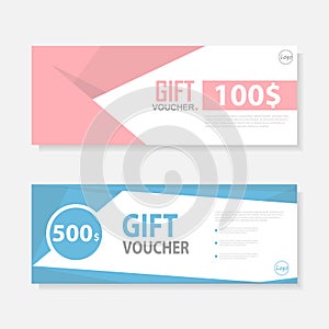 Pink blue Gift voucher template pattern,cute gift voucher certificate coupon design template,Collection gift certificate
