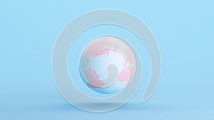 Pink Blue Globe Earth World Planet Map Atlantic Ocean Geography Kitsch Blue Background