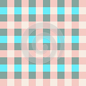 Pink Blue Gray Seamless French Checkered Pattern. Colorful Fabric Check Pattern Background. Classic Checker Pattern Design Texture