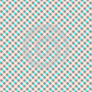 Pink Blue Gray Seamless Small Diagonal French Checkered Pattern. Little Inclined Colorful Fabric Check Pattern Background. 45