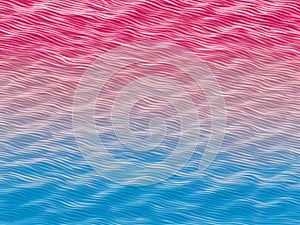 Pink blue gray stripes, waves, lines, curls and bumps. Abstract beautiful background. Soft voluminous wavy lines. Ripple