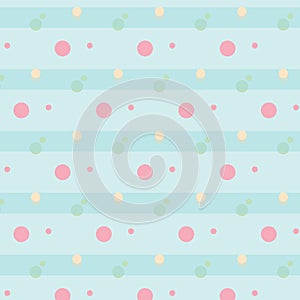 Pink blue green polka dot seamless pattern background