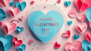 Pink and Blue heart ballons with HAPPY VALENTINES DAY message and greetings written on it best for backgrounds social media gift