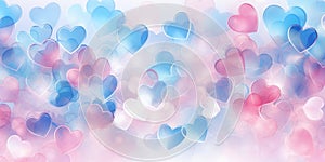 Pink and blue hearts Happy Valentines day concept abstract background