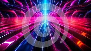 Pink and Blue Laser Rays Ascending in 3D Rendered Background