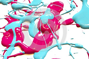 Pink and Blue Paint Splats and Abstract Background Decoration